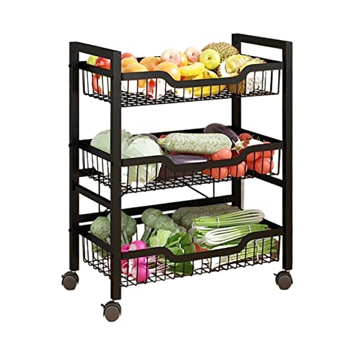 TMMLIJIPL Edelstahlwagen Küche Gemüsekorb Rack Bodenmontierter mehrschichtiger Wagen für Obst- und Gemüseaufbewahrungsregal Küchenregale (Farbe: 4-lagig) (2 Ebenen) von TMMLIJIPL