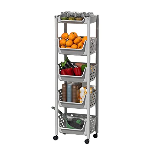 TMMLIJIPL Küchen-Gemüsekorb, Regal, Boden, mehrschichtig, für Gemüse, Obst und Gemüse, Spielzeug, Aufbewahrungskorb, Heimwagen, Küchenregale (Farbe: A-4 Ebenen) (C 4 Ebenen) von TMMLIJIPL