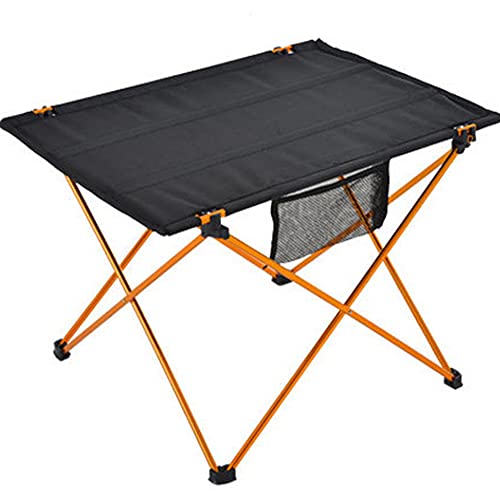 TMMLIJIPL Leichter tragbarer Camping-Klapptisch, Picknicktisch, kompakt, aufrollbar, zusammenklappbar, mit Tragetasche, Angel-Klapptisch für Outdoor, Camping, Picknicks, Grillen, Orange von TMMLIJIPL