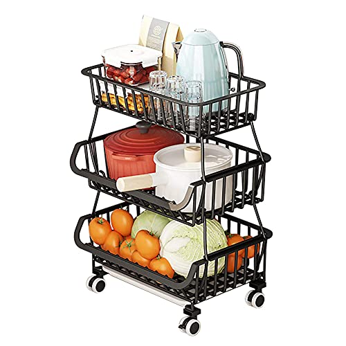 TMMLIJIPL Obstkorb, stapelbare Körbe auf Rädern, mit 3 Drahtaufbewahrungskörben, stapelbare Körbe für Küche, Speisekammer, Schrank, Badezimmer TMMLIJIPL Obstkorb, stapelbare Körbe auf Rädern, mit 3 Drahtaufbewahrungskörben, stapelbare Körbe für Küche, Speisekammer, Schrank, Badezimmer von TMMLIJIPL