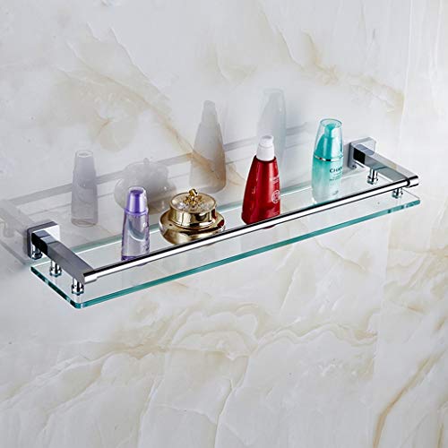 TMMLIJIPL Wandmontiertes Badezimmerregal, einlagiges Regal, Glas, schwebende Regale mit Führung, dreiseitige Leitplanke, Kupfer-gehärtetes Regal, Metall, Hängeregal für Dusche, Duschregal (Größe: 580 von TMMLIJIPL