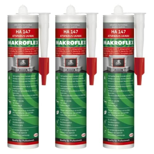 Hochtemperatur Dichtstoff Schwarz – hitzebeständig bis +1200 °C – feuerfester Ofen- & Kamindichtstoff auf Wasserbasis – rissfrei & vibrationsarm – ideal für Kamin, Grill, Ofen (3 x 300ml) von TMPpro