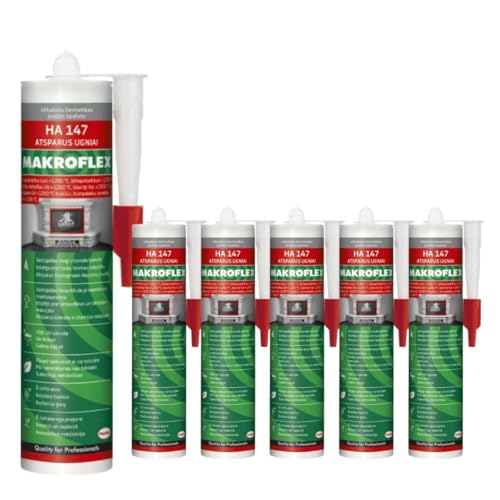 Hochtemperatur Dichtstoff Schwarz – hitzebeständig bis +1200 °C – feuerfester Ofen- & Kamindichtstoff auf Wasserbasis – rissfrei & vibrationsarm – ideal für Kamin, Grill, Ofen (6 x 300ml) von TMPpro
