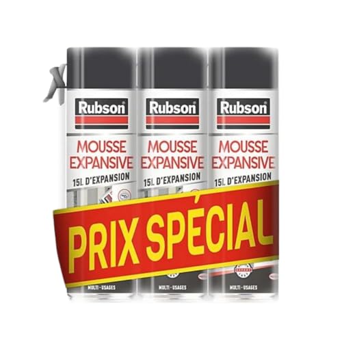 Rubson Expansive Power Mehrzweckschaum - Vielseitige Anwendung für Hohlräume, Wärme- und Schalldämmung - 3er-Set, Weiß, 345ml Aerosol pro Einheit (1) von TMPpro