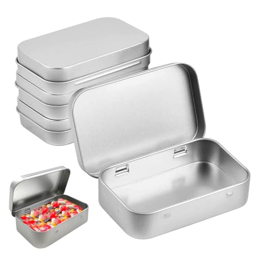 4 pcs Kleine Metalldose mit Deckel,Metal Tin Box,Rechteckige Blechdosen mit Deckel, Silberne Metall-Aufbewahrungsbox,Tragbare Mini-Metall-Aufbewahrungsbox,Fasst Süßigkeiten,Schlüssel,95 x 62 x 20 mm von TMRBBesty