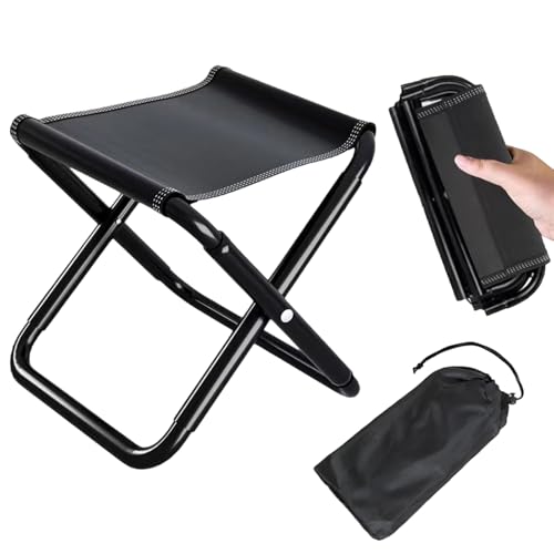 Campinghocker,Klapphocker,Mini Klappstuhl,Mini Camping Hocker,Klein Faltbar Hocker mit Tasche,Stabiler,Tragfähigkeit bis 220 Pfund,Für Angeln Picknick Wandern Jagd Camping Strand Garten,Schwarz Campinghocker,Klapphocker,Mini Klappstuhl,Mini Camping Hocker,Klein Faltbar Hocker mit Tasche,Stabiler,Tragfähigkeit bis 220 Pfund,Für Angeln Picknick Wandern Jagd Camping Strand Garten,Schwarz von TMRBBesty