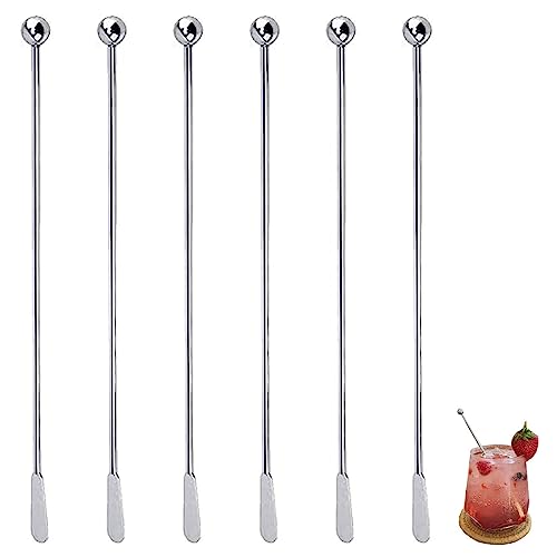 Edelstahl Cocktailstäbchen,Cocktail Rührstäbchen,Cocktail Rührer,Cocktail-Mischlöffel aus Edelstahl,Wiederverwendbare RüHr StäBchen für die Bar,Für die Herstellung von Cocktail-Getränken Kaffee,6 pcs von TMRBBesty