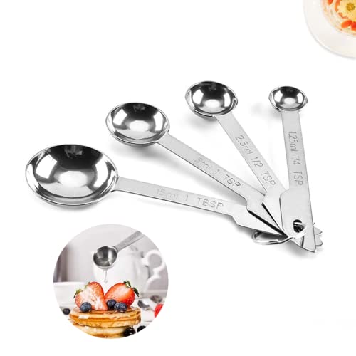 Edelstahl Messlöffel,Messlöffe,Messlöffel Set,Edelstahl Messlöffel Mini Löffel Set Spoons Set Backwerkzeug Trockene Flüssige Löffel Messlöffel Set zum Backen Kochen Küchenzubehör,4PCS von TMRBBesty