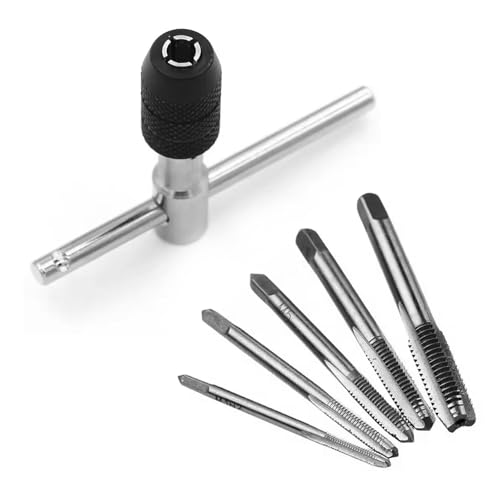 Gewindebohrer Set,Gewindebohrer Satz,Tap Wrench Set,Ratsche Gewindeschneider Halterschlüssel,T-Griff Windeisen Gewindeschneidwerkzeug,Geeignet für Elektromechaniker,Ingenieure,M3 M4 M5 M6 M8 von TMRBBesty