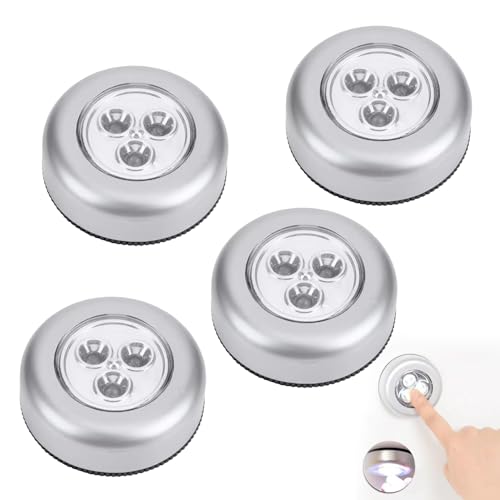 LED Touch Lampe,Selbstklebende Küchenlampen,Batteriebetriebenes Puck Light,Touch Lampe,Geeignet für Schränke,Kleiderschränke,Badezimmer,Korridore (Batterien nicht enthalten),4 pcs von TMRBBesty