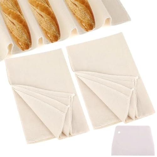 Leinentuch Brot Backen,75 x 45cm Premium Bäckerleinen,Teigtuch,Teigtuch aus Naturleinen,Premium Brot Backen Zubehör,Einen Teigschneider mitbringen,Verwendet für Teiggärung,2 Stück von TMRBBesty