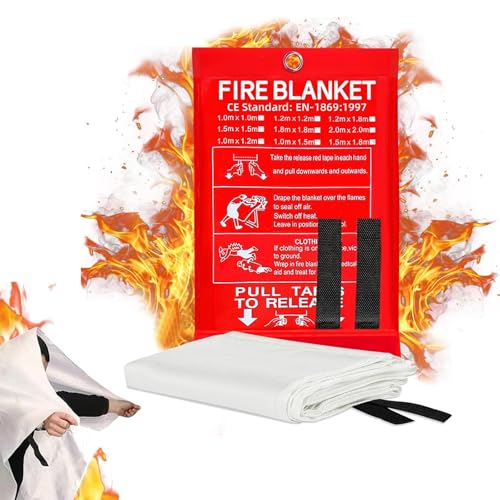 Löschdecke,1m x 1m Feuerlöschdecke,Glasfaser Feuerlöschdecke, Löschdecke Küche,Löschdecke Notfall,Flammschutzmittel und Wärmedämmung,Verwendet in Häusern,Küchen,Kaminen,Autos von TMRBBesty