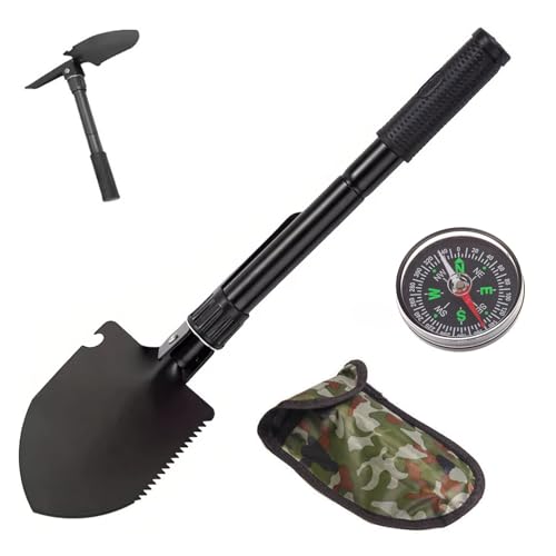 Mini Klappspaten,Multifunktional-Klappschaufel,Abnehmbar Schaufel,Camping Schaufel,Klappspaten Gartenschaufel,Für Gartenarbeit,Jagd,Camping,Schneeschliffen,Mit 1 Aufbewahrungstasche und Kompass von TMRBBesty