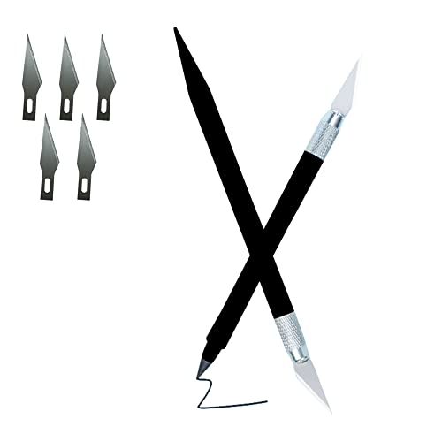Skalpell messer set,Bastelmesser skalpell set,Cutter messer,Paper cutter stift, Schreiben and Gravieren 2 in 1 mit 5 Ersatzklingen,2 Stück von TMRBBesty