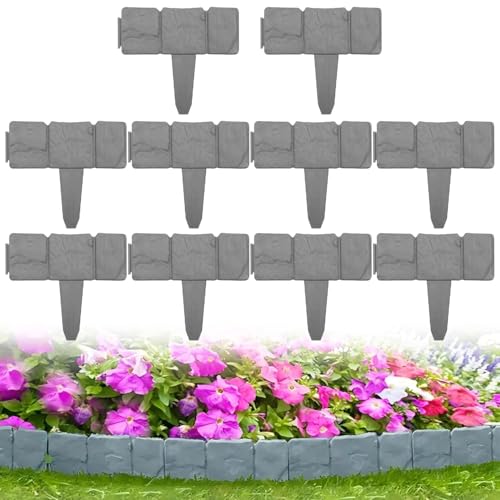 Rasenkanten, Beetbegrenzung, Rasenkantensteine, Palisaden,10 Stück Rasenkante Kunststoff Grau, 25x23cm, für Gartenrasen Rasenkanten, Beetbegrenzung, Rasenkantensteine, Palisaden,10 Stück Rasenkante Kunststoff Grau, 25x23cm, für Gartenrasen von TMRBBesty