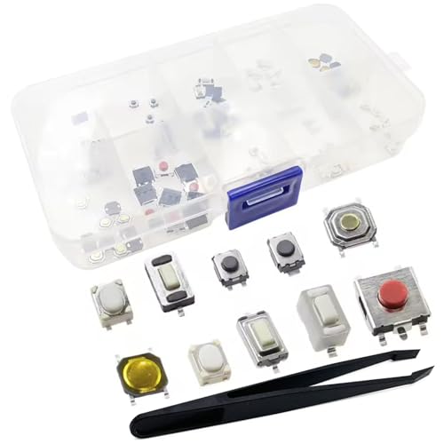Taktile Drucktastenschalter,Tactile Push Button Switch,Mikroschalter Momentary Tact,Micro Switch Tactile Button Sortiment Kit,Taster Schalter,Mikroschalter Sortiment,Für Auto-Fernsteuerungstaste,100pc von TMRBBesty
