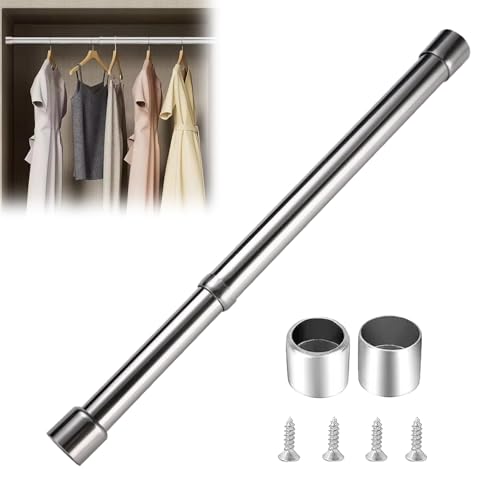 Verstellbare Kleiderstange Ohne Bohren,Ausziehbare Kleiderstange Für Schrank,Kleiderbügel Ausziehbare aus Edelstahl,Garderoben Stange,31-51cm Schrank Rohr Ausziehbar,Metallstange Kleiderbügelstange von TMRBBesty