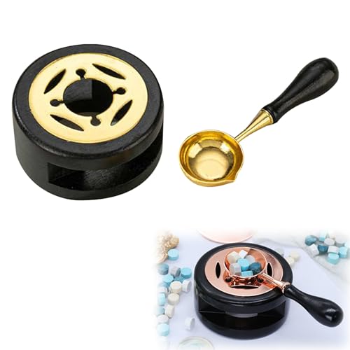 Wachssiegel Wärmer Siegelwachs Wärmer set Wachssiegel Wärmer Schmelzset mit Schmelzlöffel Sealing Wax Warmer für Stempelversiegelung Geschenkverpackung Private Envelop(Schwarz) von TMRBBesty