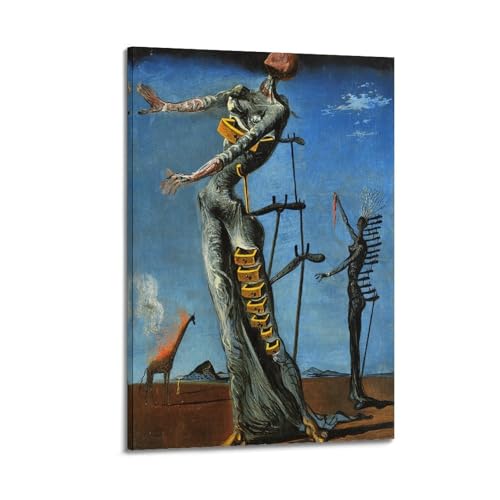 Berühmtes Salvador Dali Malposter – Die brennende Giraffe, Wandkunst, Leinwandposter, Musikalben und Filme, dekoratives Gemälde für Wohnzimmer, Schlafzimmer, 60 x 90 cm, Rahmenstil von TMRL