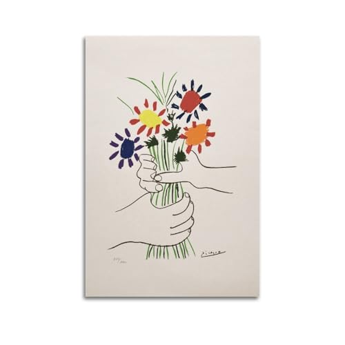 TMRL Gemälde von Pablo Picasso (Stück Blumenstrauß 2), Druckposter, Wandkunst, Leinwandposter, Musikalben und Filme, dekoratives Gemälde für Wohnzimmer, Schlafzimmer, 30 x 45 cm, ungerahmter Stil von TMRL