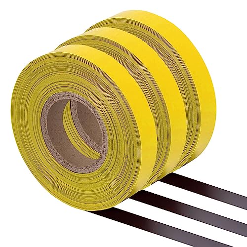 TMS Pro Shop 3 x Rollen Magnetband gelb, zuschneidbar, beschriftbar, Breite 25 mm, 30 m/Rolle aus Magnet-Folie, Art.-Nr. 3x71026 von TMS Pro Shop