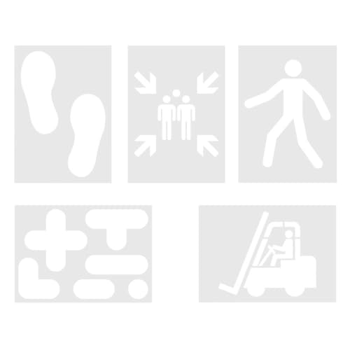 TMS PRO SHOP Schablonen-Set Lager & Logistik, 5-teilig, Kunststoff, wiederverwendbar, Art.-Nr. 610150 | Schablonen-Set | Bodenschablone von TMS Pro Shop