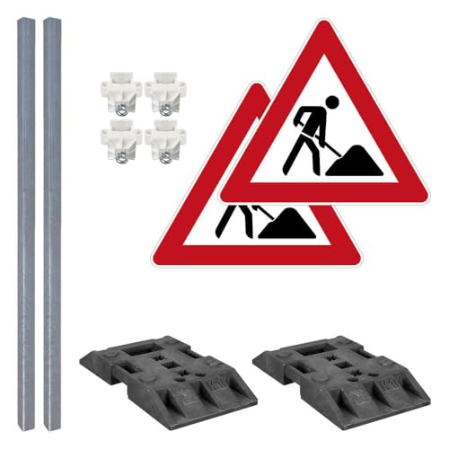 TMS PRO SHOP BIGPACK 2 x Schilder-Set 'Achtung Baustelle', mit Verkehrszeichen Nr. 123, Art.-Nr. 608867 von TMS Pro Shop