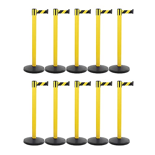 BIGPACK ALLROUNDLINE Gurtpfosten gelb mit 4 m Gurt in Gelb/Schwarz, 10 Stück, Art.-Nr. 998877 | Gurtpfosten | Gurtständer | Personenleitsystem von TMS Pro Shop