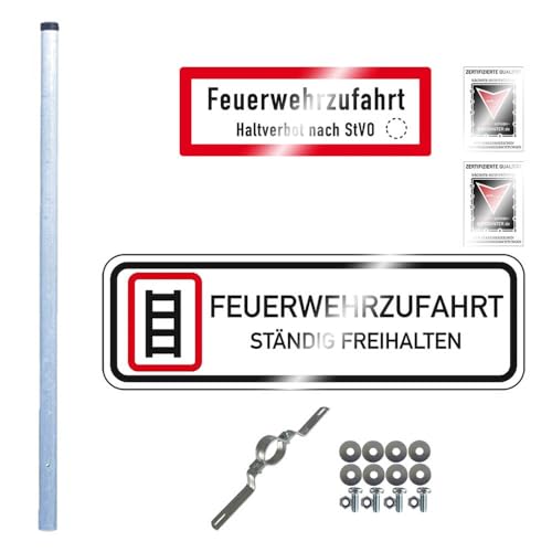 TMS PRO SHOP Komplett-Set Feuerwehrzufahrt: Feuerwehrzufahrt Halteverbot, Zufahrt frei halten aus Aluminium, Stahl, Art.-Nr. 607322 von TMS Pro Shop