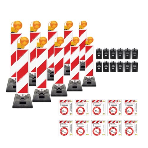 TMS PRO SHOP BIGPACK 10 x Leitbaken-Set K1-Fuß & Leuchte, Basic, re/linksw., 2-seitig, RA1, Art.-Nr. 607861 | Warnbake | Leitbake | Sicherheitsbake von TMS Pro Shop