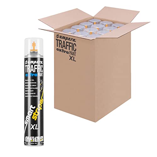TMS PRO SHOP 12 x Bodenmarkierungsfarbe TRAFFIC Extra Paint®, gelb, 750 ml Spraydose, Art.-Nr. AM60ZN9923 | Bodenmarkierungsfarbe | Straßenmarkierungsfarbe | Markierungsspray von TMS Pro Shop