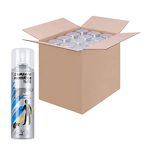 TMS PRO SHOP BIGPACK 12 x Schutzlack Protektor TRAFFIC, transparent, 500 ml Spraydose, Art.-Nr. AM60ZN9320 | Bodenmarkierungsfarbe | Straßenmarkierungsfarbe | Markierungsspray von TMS Pro Shop