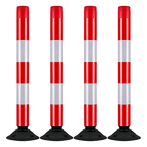 TMS PRO SHOP BIGPACK Verkehrs-Leitzylinder FLEX, 4 Stück, rot/weiß reflektierend, 100 cm aus Kunststoff, Art.-Nr. 608488 von TMS Pro Shop