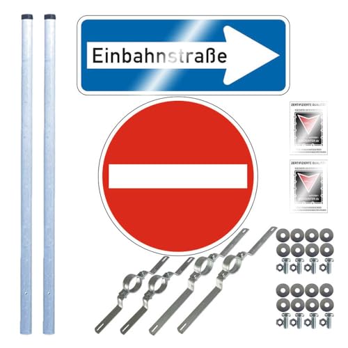 TMS PRO SHOP Komplett-Set Einfahrt verboten: Einfahrt verboten, Einbahnstraße rechts, Pfosten aus Aluminium, Stahl, Art.-Nr. 607309 von TMS Pro Shop