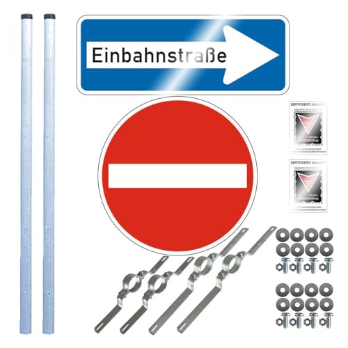 TMS PRO SHOP Komplett-Set Einfahrt: Einfahrt verboten, Einbahnstraße rechts zum Einbetonieren aus Aluminium, Stahl, Art.-Nr. 607305 von TMS Pro Shop