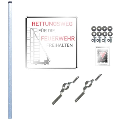 TMS PRO SHOP Komplett-Set Feuerwehrschild mit 3 m Einbetonier-Pfosten und Befestigung, Art.-Nr. 607300 von TMS Pro Shop