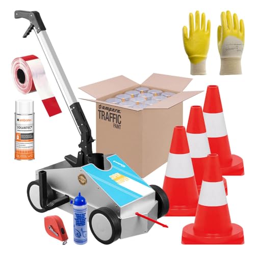 TMS PRO SHOP Markierung-Komplett-Set Typ L, gelb, für den Einsatz im Innen- und Außenbereich, Art.-Nr. 70497 | Bodenmarkierungsgerät | Markierungsgerät | Markierungswagen von TMS Pro Shop