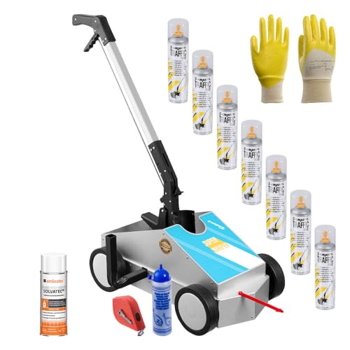 TMS PRO SHOP Markierung-Komplett-Set Typ M, gelb, für den Einsatz im Innen- und Außenbereich, Art.-Nr. 70489 | Bodenmarkierungsgerät | Markierungsgerät | Markierungswagen von TMS Pro Shop