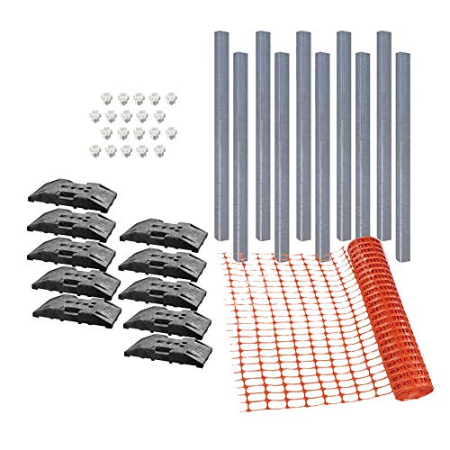 TMS PRO SHOP Profi-Absperr-Set für Baustellen, 41-teilig, 50 Meter aus Kunststoff, Stahl, Art.-Nr. 607397 von TMS Pro Shop