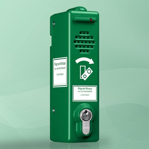 TMS PRO SHOP Türwächter ABUS Zylinderschloss verschiedenschließend, 80 dB/105 dB, grün, Art.-Nr. 38097 | Türwächter Notausgang | Fluchttürwächter | Türwächter Alarm von TMS Pro Shop