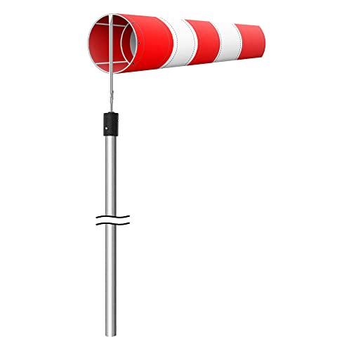 TMS PRO SHOP Windsack Komplett-Set, rot/weiß, Ø 30 cm, 4-teilig, zum Einbetonieren, Höhe: 3 m aus Kunststoff, Stahl, Art.-Nr. 609569 von TMS Pro Shop