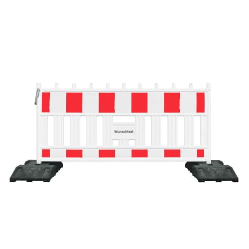 TMS PRO SHOP Komplett-Set, EURO1 Schrankenzaun mit zwei Fußplatten, TL und ZTV-SA, 2 Meter mit Wunschtextoption, Art.-Nr. 305.460432.20.01 | Schrankenzaun | Absperrschranke | Absperrzaun von TMS Pro Shop