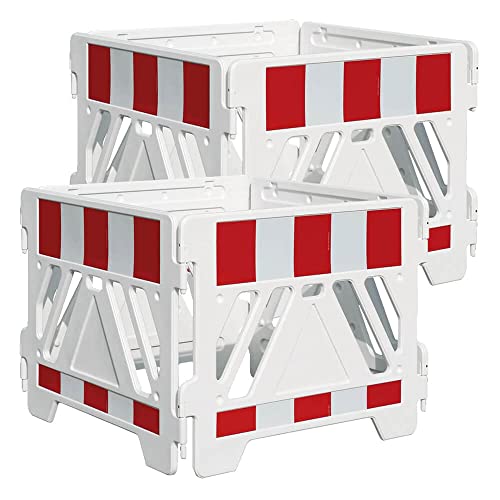 WEMAS XL-Schachtabsperrung Kunststoff, 8 Zaunschranken, rot/weiß, 133 x 105 cm aus Kunststoff, Art.-Nr. 308.049111.00.01 von TMS Pro Shop