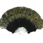 Fächer Federn 1Pcs Pfauenfächer 1920er Fächer Flapper Zubehör Burlesque Feather Fan Handventilator Plastik Faltbare Vintage Style Fan Für Kostüm Halloween Tanzen Hochzeit Prom Tea Party(5#) von TMTGTS