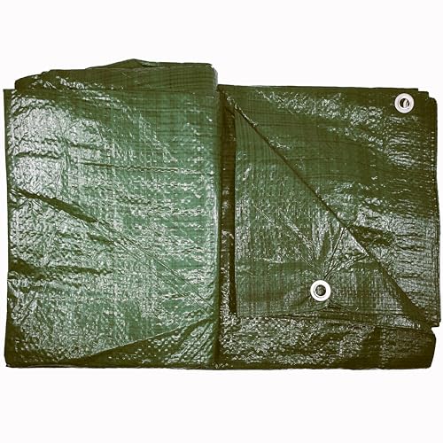 TMV24 SCHWERE Abdeckplane 5 x 8m GRÜN Wasserdicht + 1 EW-Chip! Gewebeplane mit Ösen Gartenplane Gewächshausfolie 500 x 800 cm Plane Outdoor & Garten Holz Camping & Survival Ausrüstung Abdeckfolie von TMV24