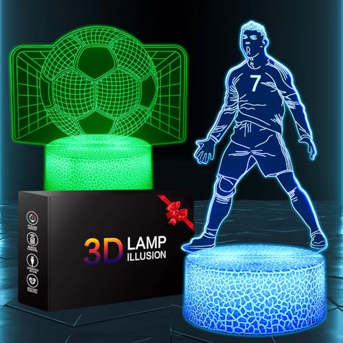 TMXSQ Fußball-Nachtlicht, Illusion 3D LED, 2-Muster 16 wechselnde Farben - mit Fernbedienung - Nachtlicht für Kinder, Geburtstage, Weihnachtsgeschenke, Dekoration der von TMXSQ