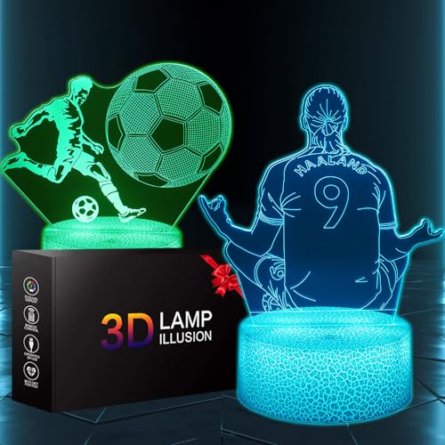 TMXSQ Fußball-Nachtlicht mit 2 Motiven - 3D-Illusion 16 Farben mit Fernbedienung, Fußball Geschenke für Jungen Mädchen Teenager Männer von TMXSQ