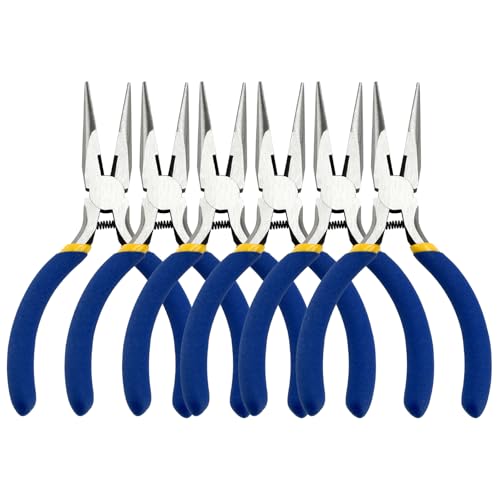 TMZDCJK 6Packs Nadelzange, 5-Zoll-Nadelzangen-Set, kleine Nadelzange, Langzange mit Seitenschneider, federbelastete Schmuck-Nadelzange zum Schneiden und Biegen von Draht (blau) von TMZDCJK