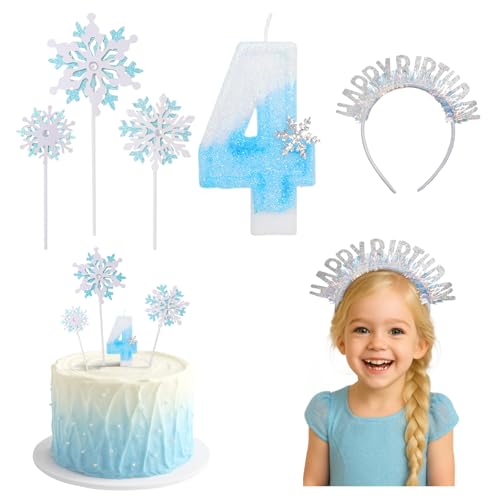 Geburtstagskerzen Zahlen 4, Glitzernde Zahlenkerze 4 mit Schneeflocken-Deko Geburtstagskerzen Kinder 3D Blue White mit Schneeflocke Geburtstagskerzen Kuchen Topper Dekoration Geburtstagskerze 4 Geburtstagskerzen Zahlen 4, Glitzernde Zahlenkerze 4 mit Schneeflocken-Deko Geburtstagskerzen Kinder 3D Blue White mit Schneeflocke Geburtstagskerzen Kuchen Topper Dekoration Geburtstagskerze 4 von TMZELOA