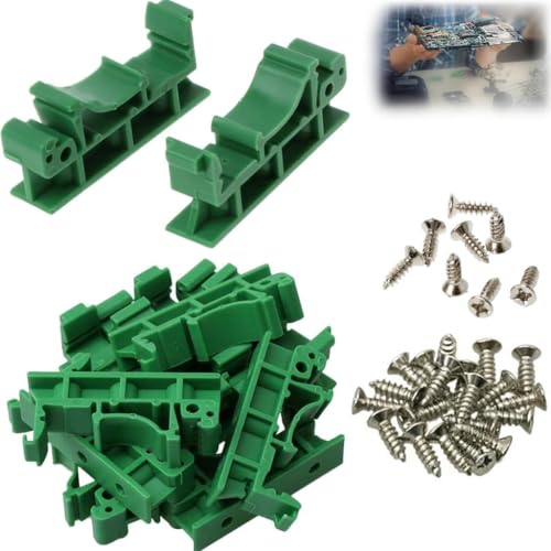 TMZELOA 20 Stück Hutschienen Adapter, Grün Schienenadapter mit 40 Schrauben, Din Rail Adapter zum Sichern und Halten von Leiterplatten oder Elektronischen Schaltgeräten für 35 mm DIN-Schiene TMZELOA 20 Stück Hutschienen Adapter, Grün Schienenadapter mit 40 Schrauben, Din Rail Adapter zum Sichern und Halten von Leiterplatten oder Elektronischen Schaltgeräten für 35 mm DIN-Schiene von TMZELOA